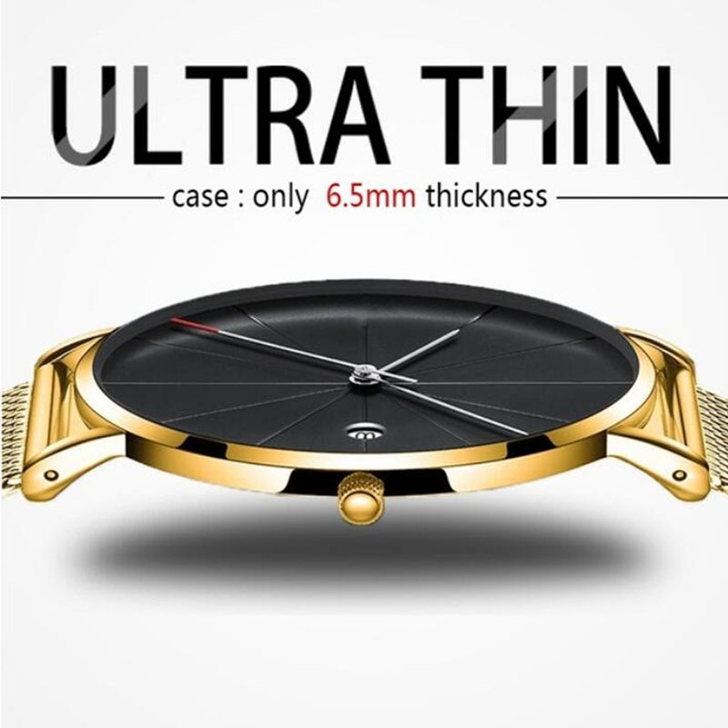 Dress Watch Ultra Thin - ผู้ชายหรูหรานาฬิกาผู้ชายทองนาฬิกา Ultra Thin Mens นาฬิกาสแตนเลสสตีลควอตซ์นาฬิกานาฬิกา Horloge