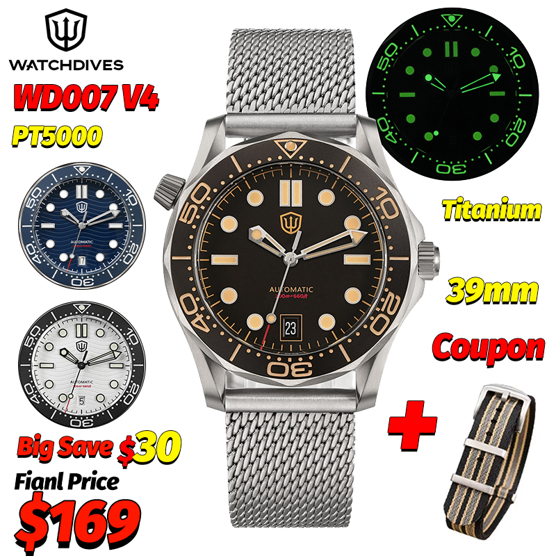 Titanium Sport Watch - Watchdives Wd007 V4 39Mm NTTD นาฬิกาอัตโนมัติ