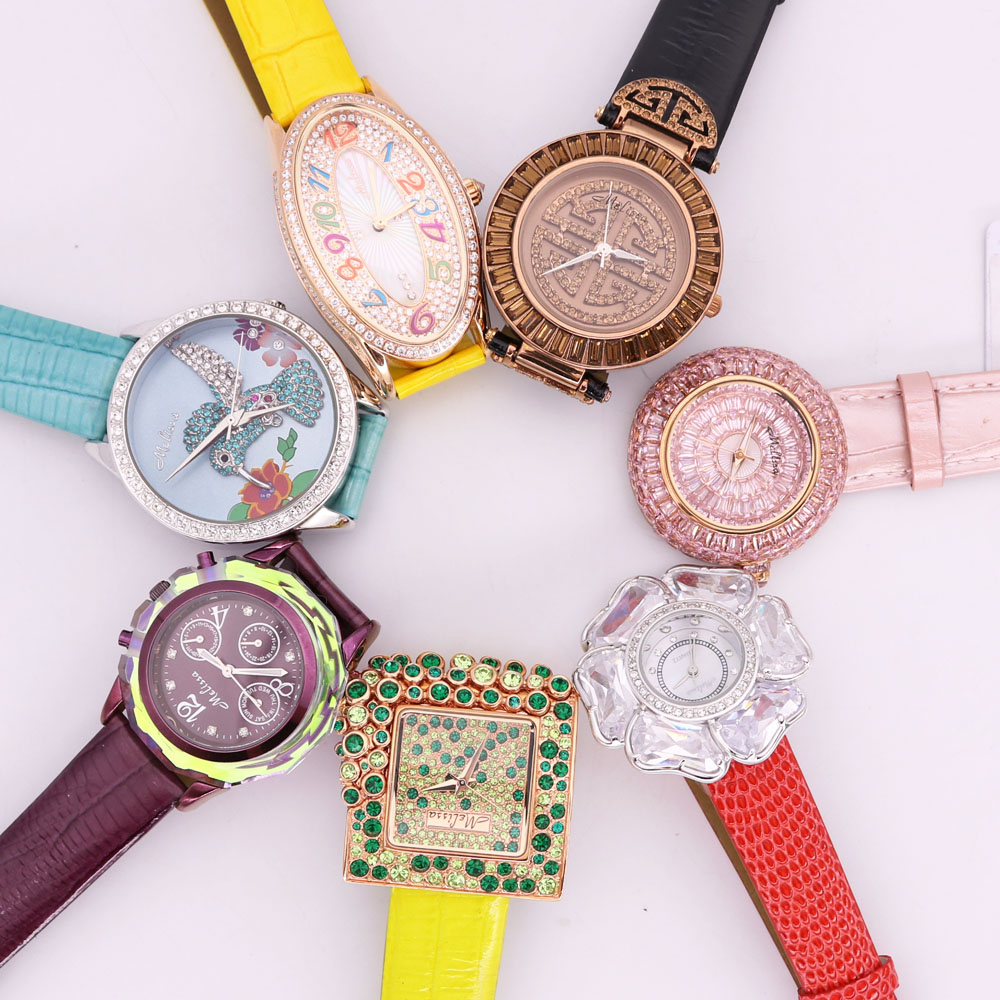 Luxury Watch Discount - ขาย!!! ส่วนลดคริสตัลMelissaเก่าประเภทLadyนาฬิกาข้อมือผู้หญิงญี่ปุ่นMov 'Tแฟชั่นสร้อยข้อมือหนังผู้หญิงของขวัญไม่มีกล่อง