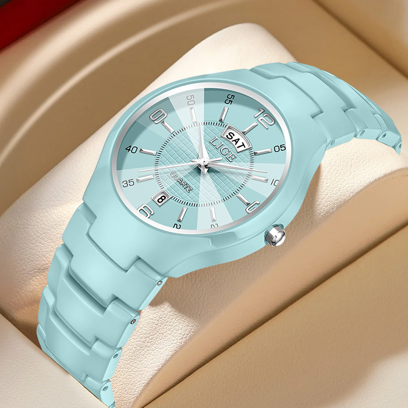 Luxury Watches - LIGE หรูหราสง่างามควอตซ์นาฬิกาผู้หญิงแฟชั่นเซรามิคนาฬิกาผู้หญิงหน้าปัดเล็กแสดงวันที่สัปดาห์นาฬิกาข้อมือผู้หญิงเรโลจ มูเยร์