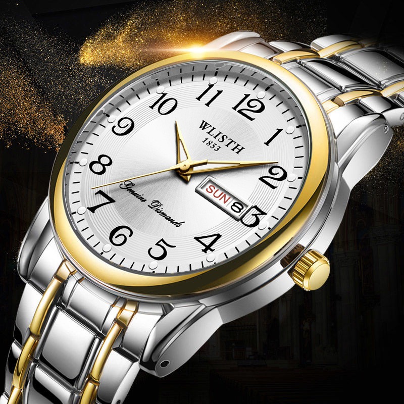 Luxury Watch Safe - นาฬิกาควอตซ์ผู้ชายสุดหรู นาฬิกาข้อมือดิจิตอล ปฏิทิน แสดงวันในสัปดาห์ เรืองแสง แฟชั่น