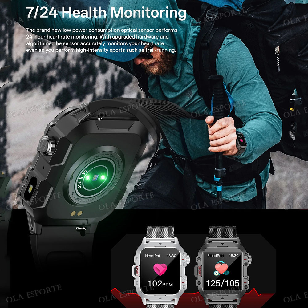 Titanium Sport Watch - 2026 สมาร์ทวอทช์ผู้ชายบลูทูธโทรเครื่องวัดอัตราการเต้นของหัวใจ AI เสียงกันน้ำกีฬาจีพีเอสติดตามสมาร์ทวอทช์สำหรับแอนดรอยด์ ไอโอเอส