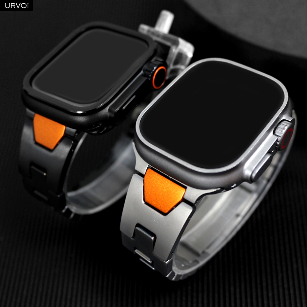 Luxury Watch Ap - URVOI สร้อยข้อมือสแตนเลสสตีลสำหรับผู้ชายสุดหรูสำหรับแอปเปิ้ลวอทช์อัลตร้า 2 49/46 มม. ซีรีส์