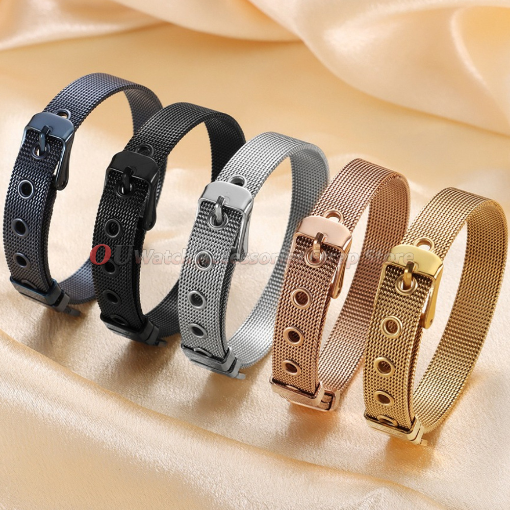 Dress Watch Ultra Thin - สายนาฬิกาข้อมือสตรีแบบตาข่ายสแตนเลสบางเฉียบ ขนาดเล็ก 10 มม. สีเงิน แฟชั่นพิเศษ