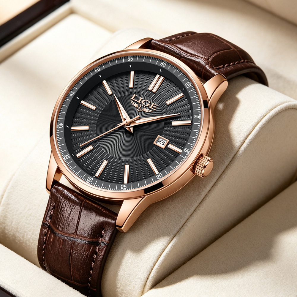 Luxury Watch Top 10 - นาฬิกาข้อมือผู้ชายแบรนด์หรู LIGE รุ่นยอดนิยม สายหนัง ระบบควอตซ์ กันน้ำ