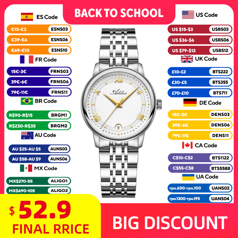 Luxury Watch Safe - ADDIES ใหม่หรูหราผู้หญิง'นาฬิกา GM12 กระจกแซฟไฟร์ 316L สแตนเลส