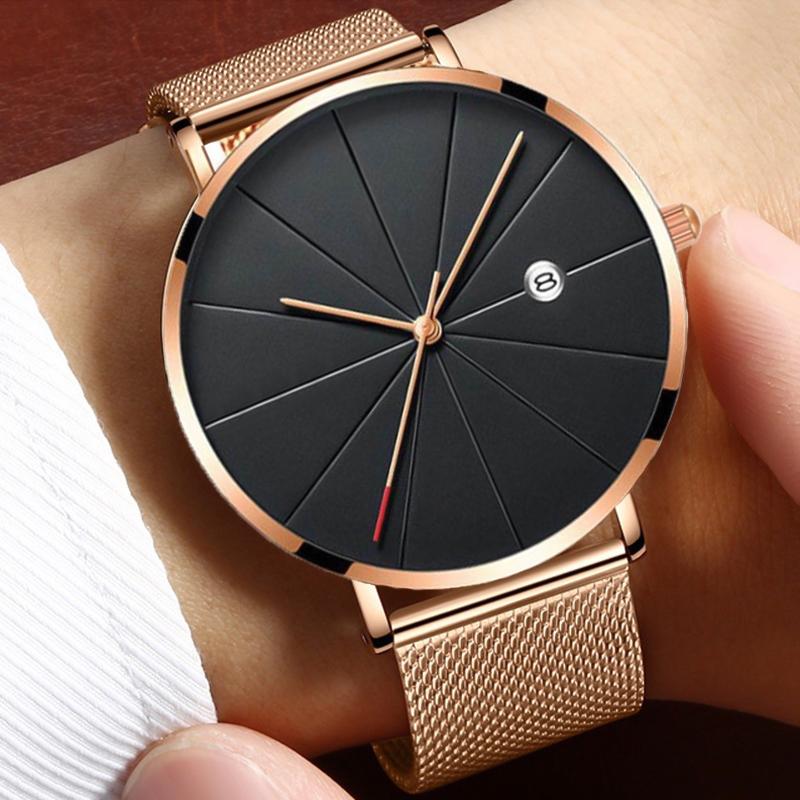 ผู้ชายหรูหรานาฬิกาผู้ชายทองนาฬ - Dress Watch Ultra Thin บทวิจารณ์และราคา